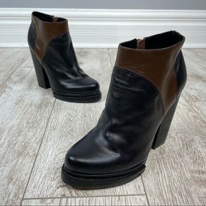 3/30$ ALDO 38.5 leather ankle black brown boots